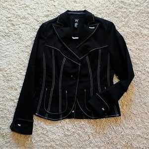Black blazer with white stitching